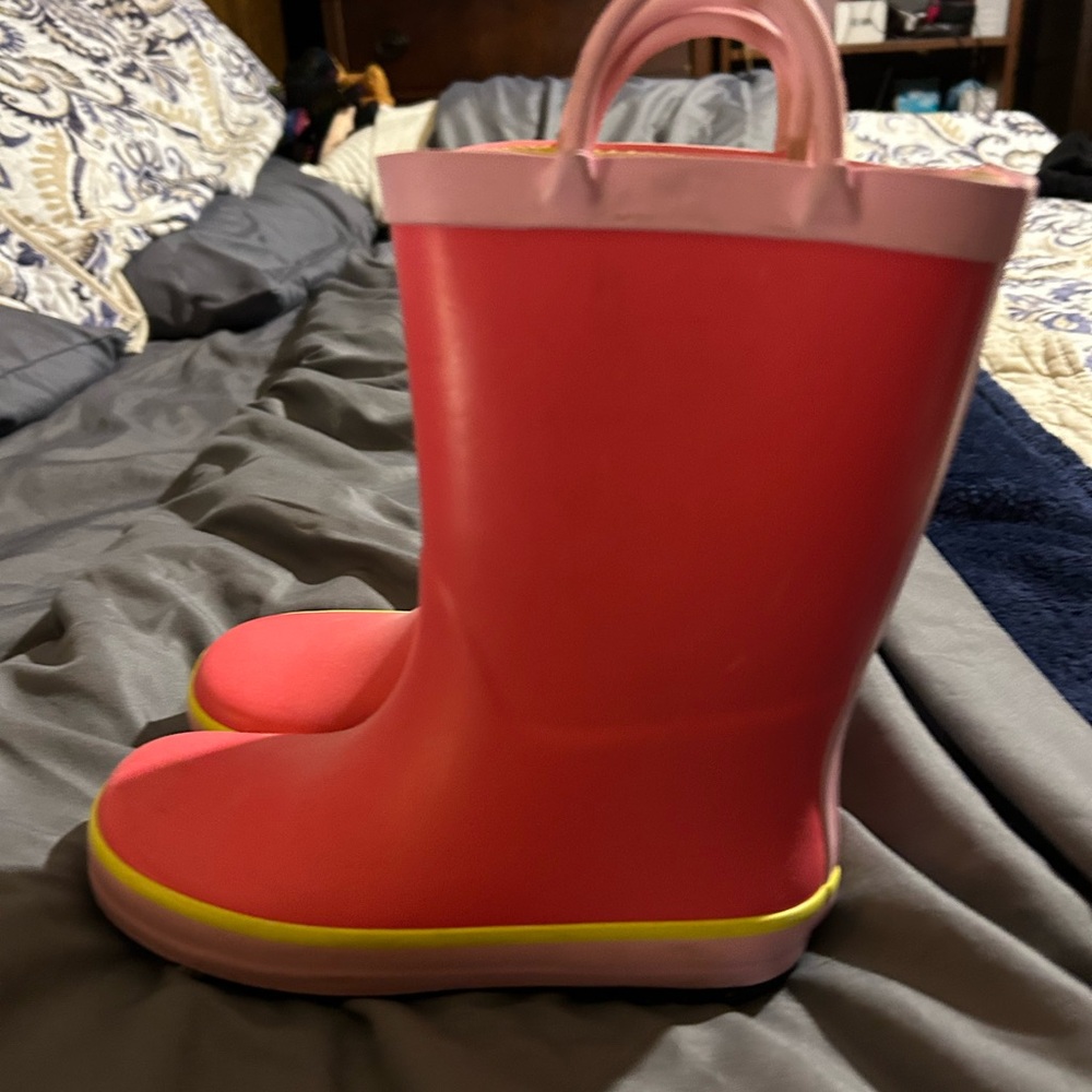 Target Kids Pink and Yellow Rain Boots size 11